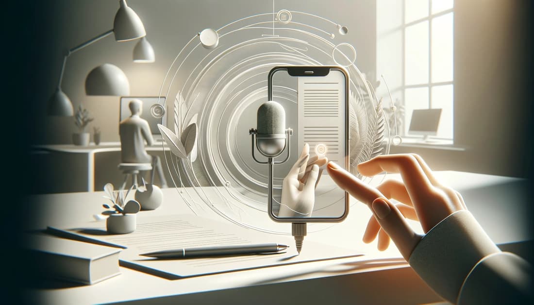 Illustration 3D d'un bureau numérique moderne, avec smartphone et écran d'ordinateur dans un environnement aux couleurs neutres et apaisantes.